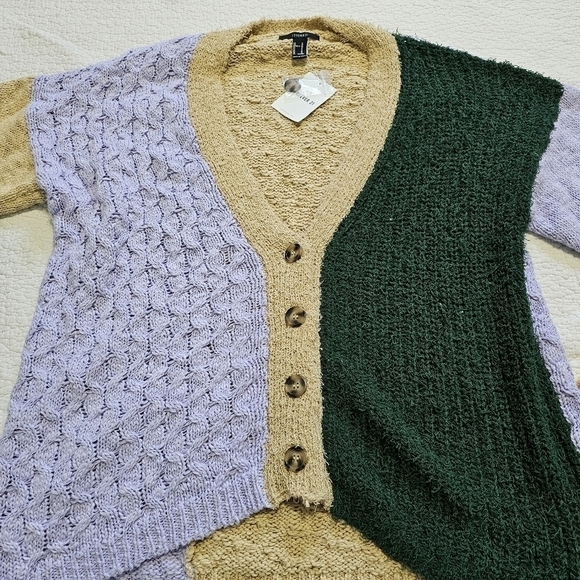NWT Forever 21 Colorblock Cardigan Sweater - Picture 7 of 8
